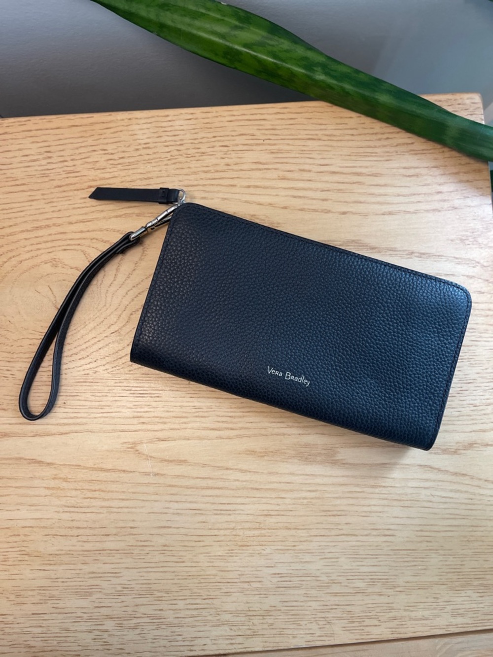 Vera Bradley Black Pebbled Leather Wristlet Wallet